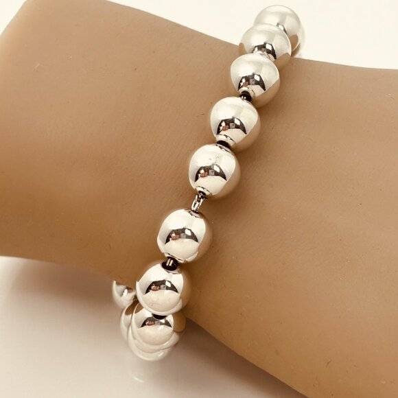 7.75" Tiffany & Co HardWear Ball Bracelet in Silver 10mm Bead Size Medium - Picture 1 of 7